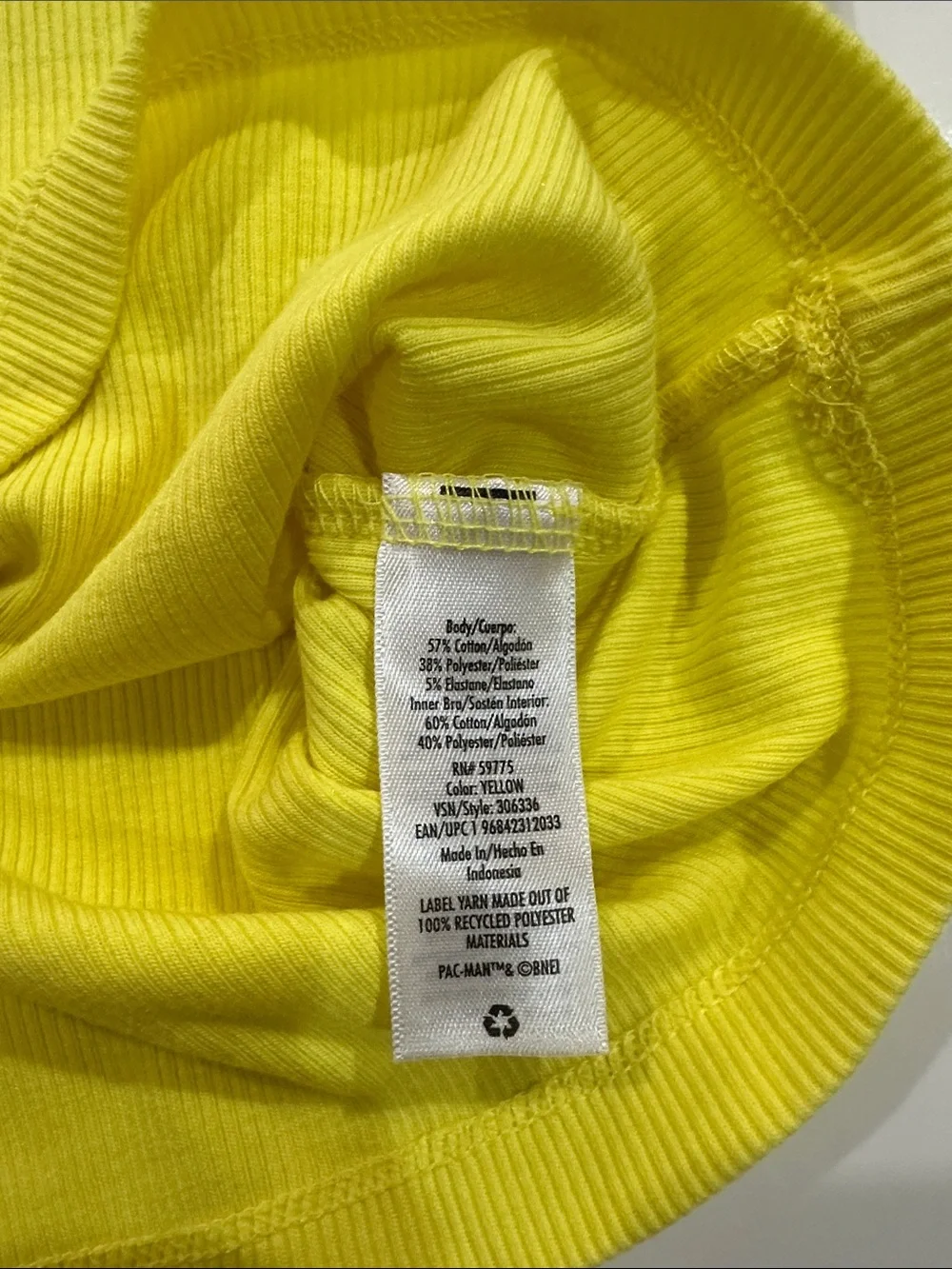Justice Yellow Ribbed Pac-Man Tank Top for Kids